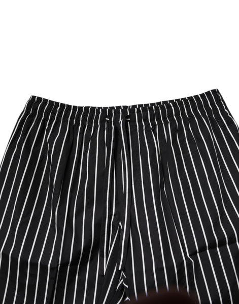 Dolce & Gabbana Black White Stripes Cotton Men Pajama Set Sleepwear Dolce & Gabbana
