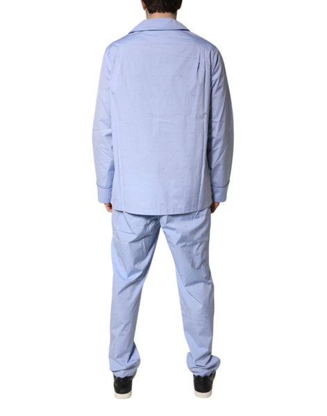Dolce & Gabbana Light Blue DG Logo Cotton Men Pajama Set Sleepwear Dolce & Gabbana
