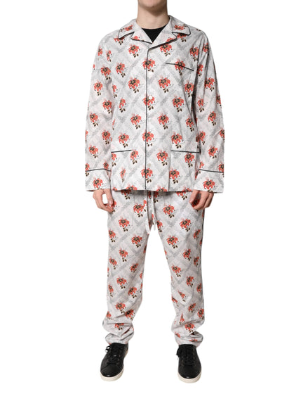 Dolce & Gabbana Multicolor Floral Print Cotton Pajama Set Sleepwear Dolce & Gabbana