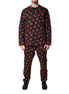Dolce & Gabbana Black Floral Print Cotton Men Pajama Set Sleepwear Dolce & Gabbana