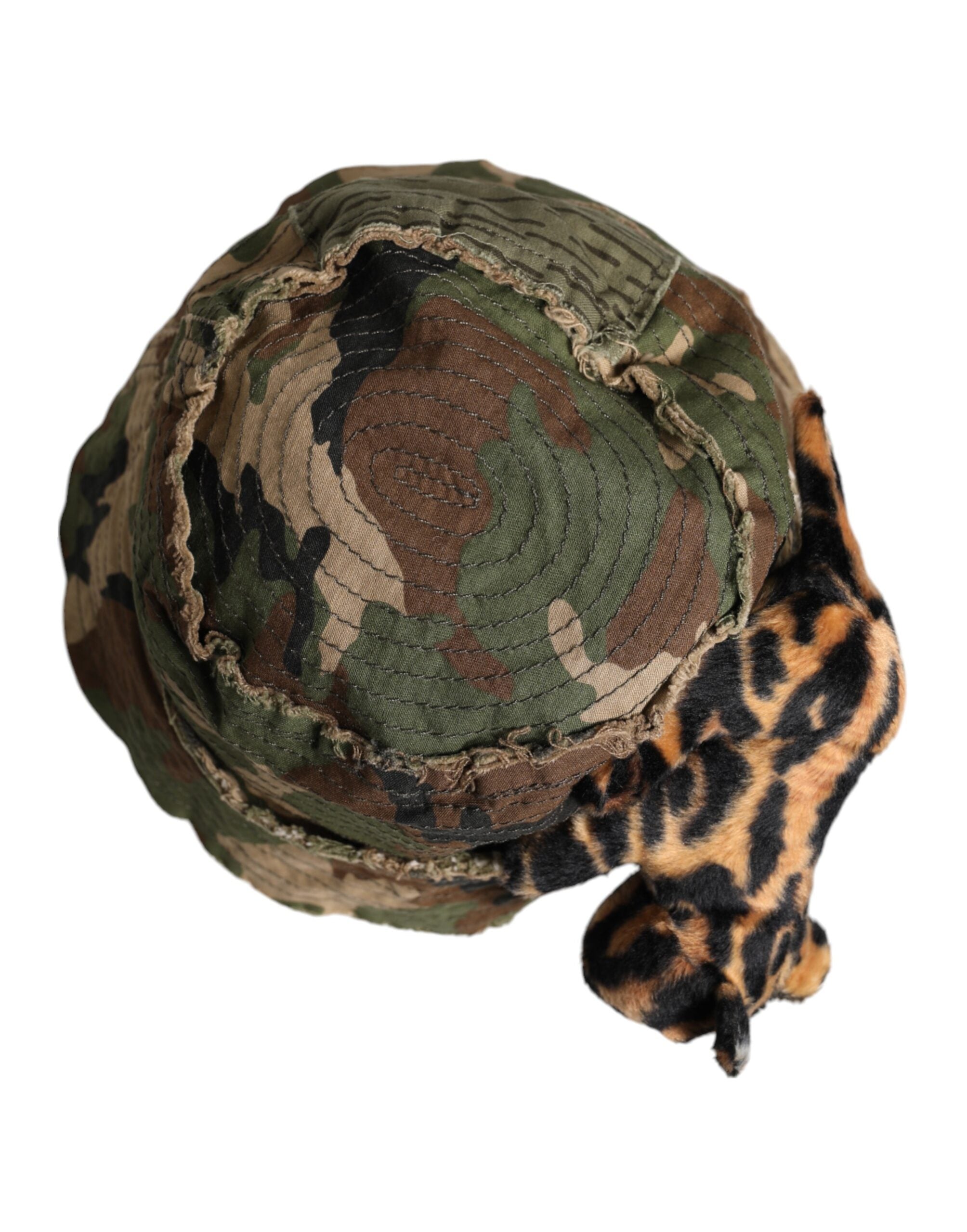 Dolce & Gabbana Multicolor Leopard Embellish Wide Brim Bucket Hat Dolce & Gabbana