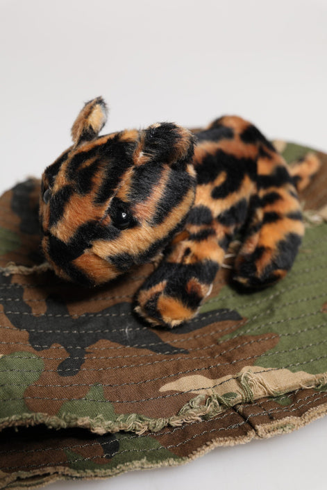 Dolce & Gabbana Multicolor Leopard Embellish Wide Brim Bucket Hat Dolce & Gabbana