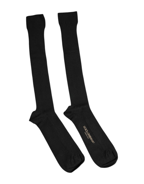 Dolce & Gabbana Black Viscose Logo Over The Calf Socks Dolce & Gabbana