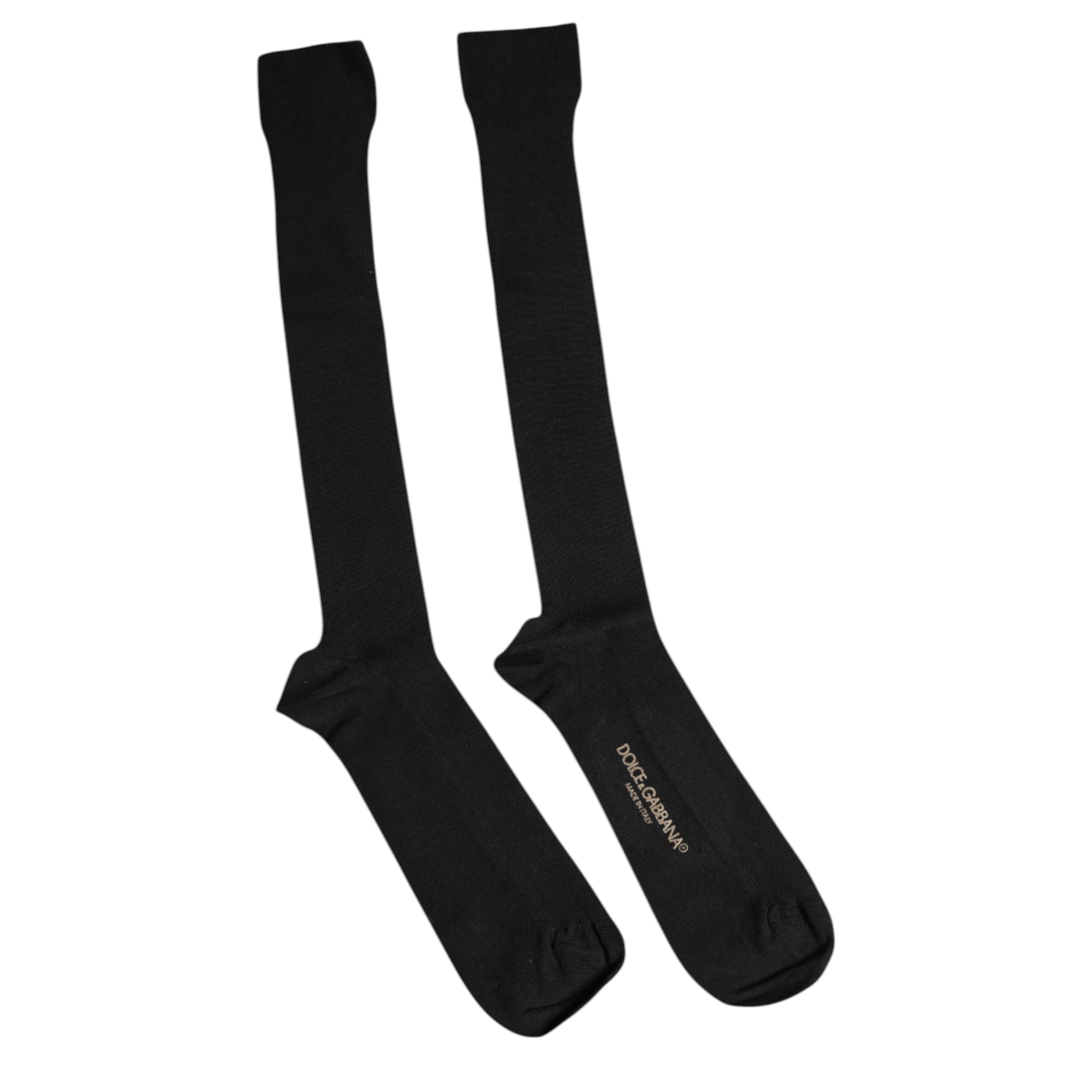 Dolce & Gabbana Black Viscose Logo Over The Calf Socks Dolce & Gabbana