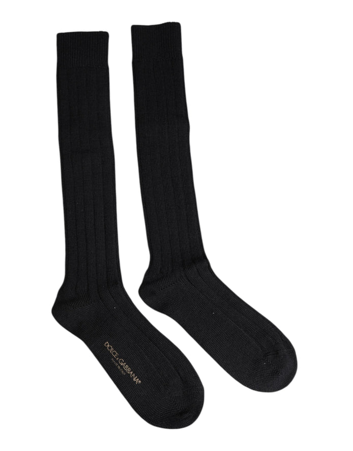 Dolce & Gabbana Black DG Logo Print Over The Calf Socks Dolce & Gabbana