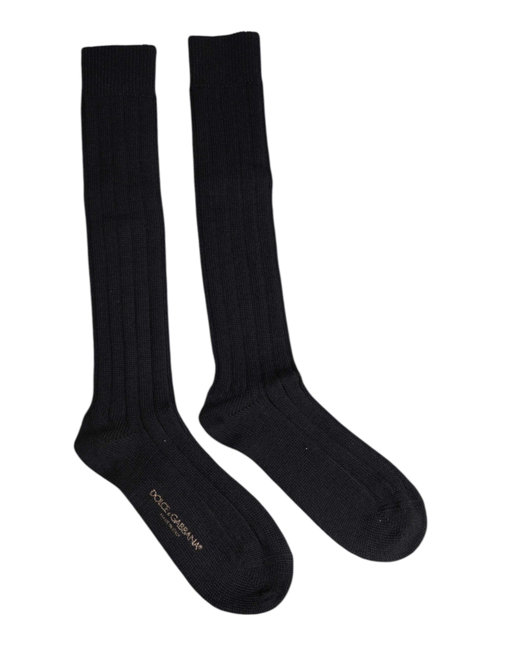 Dolce & Gabbana Black DG Logo Print Over The Calf Socks Dolce & Gabbana
