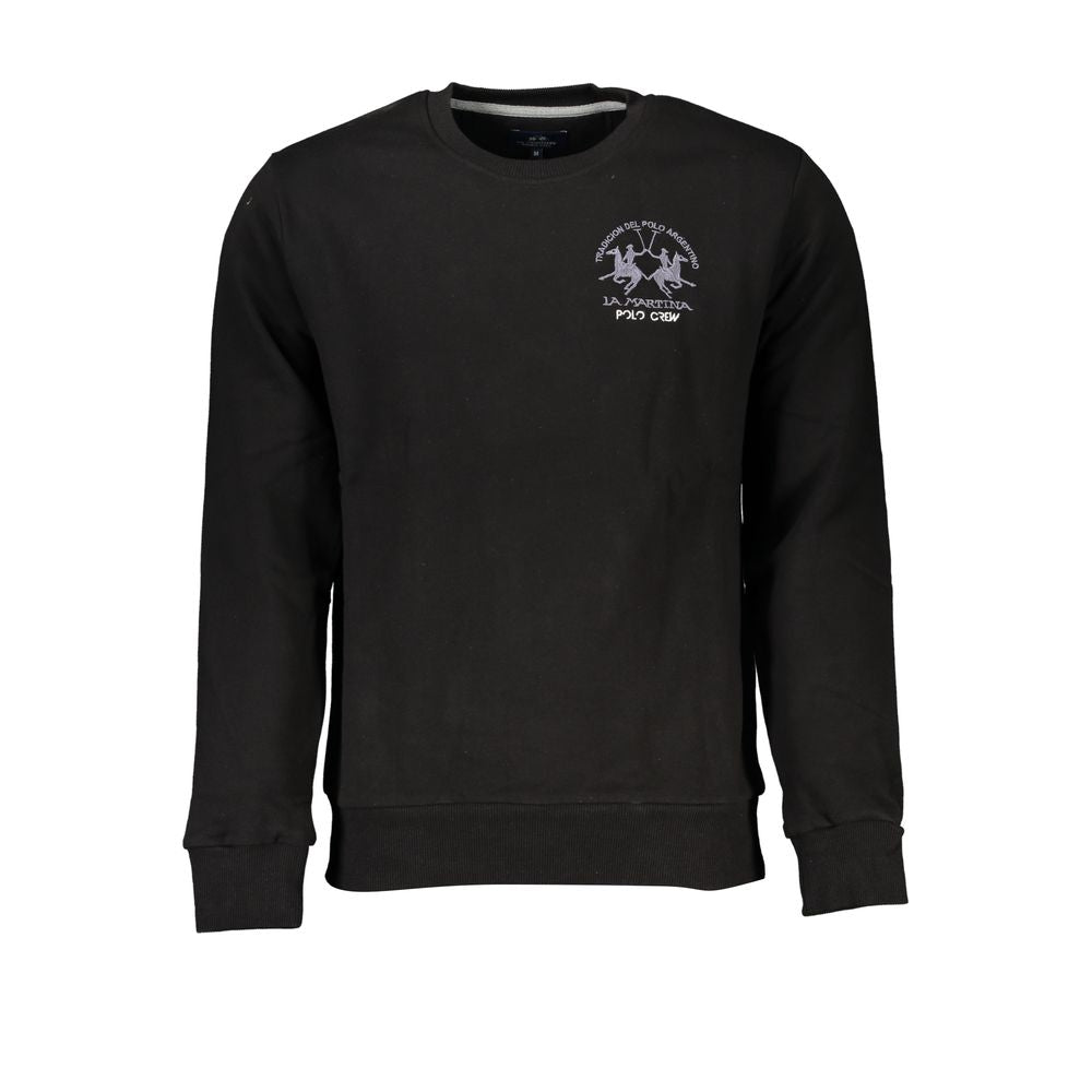 La Martina Black Cotton Men Sweater La Martina