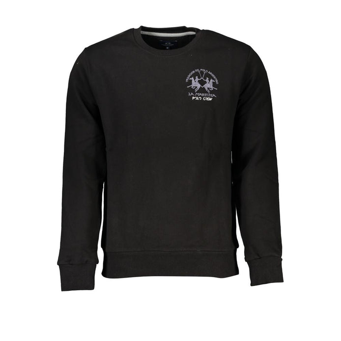 La Martina Black Cotton Men Sweater La Martina