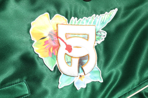 Dolce & Gabbana Green Floral DG Logo Full Zip Bomber Jacket Dolce & Gabbana