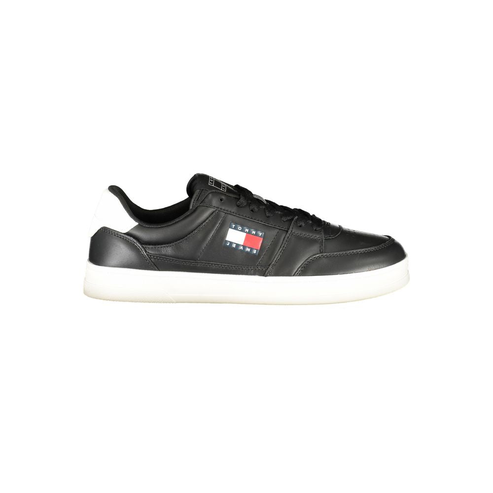 Tommy Hilfiger Black Leather Men Sneaker Tommy Hilfiger