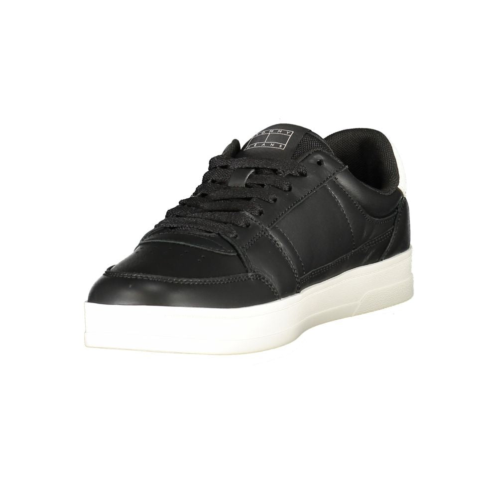 Tommy Hilfiger Black Leather Men Sneaker Tommy Hilfiger