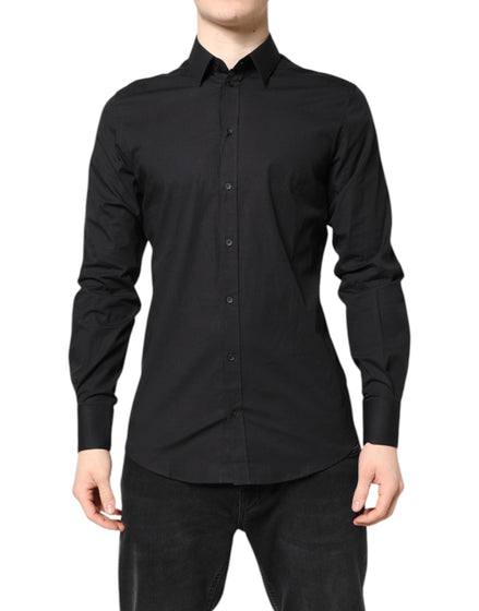 Dolce & Gabbana Black GOLD Cotton Dress Formal Shirt Dolce & Gabbana