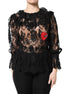 Dolce & Gabbana Black Cotton Floral Lace Women Blouse Top Dolce & Gabbana