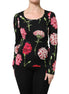 Dolce & Gabbana Black Floral Long Sleeve Women Blouse Top Dolce & Gabbana