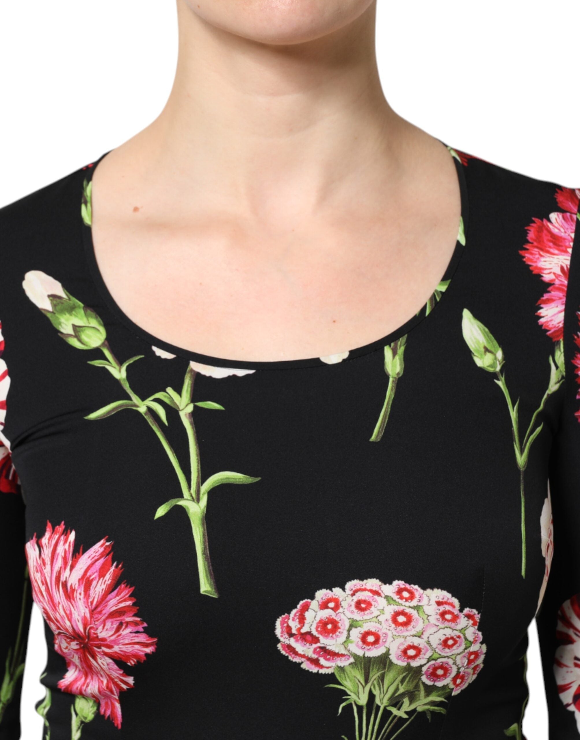 Dolce & Gabbana Black Floral Long Sleeve Women Blouse Top Dolce & Gabbana