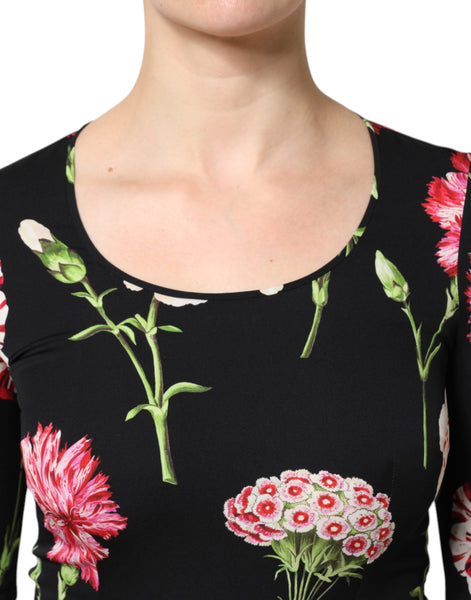 Dolce & Gabbana Black Floral Long Sleeve Women Blouse Top Dolce & Gabbana