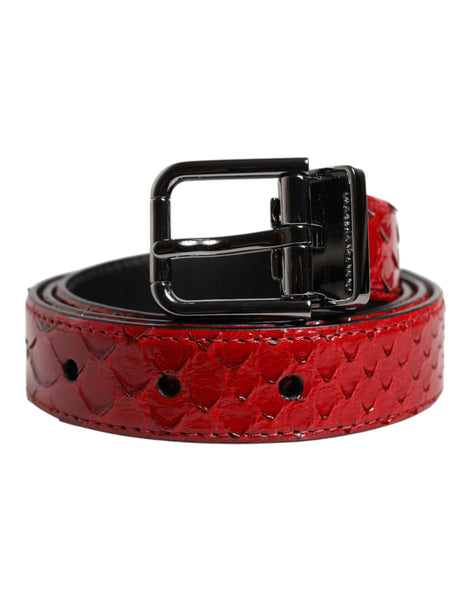 Dolce & Gabbana Red Exotic Leather Brass Metal Buckle Belt Dolce & Gabbana