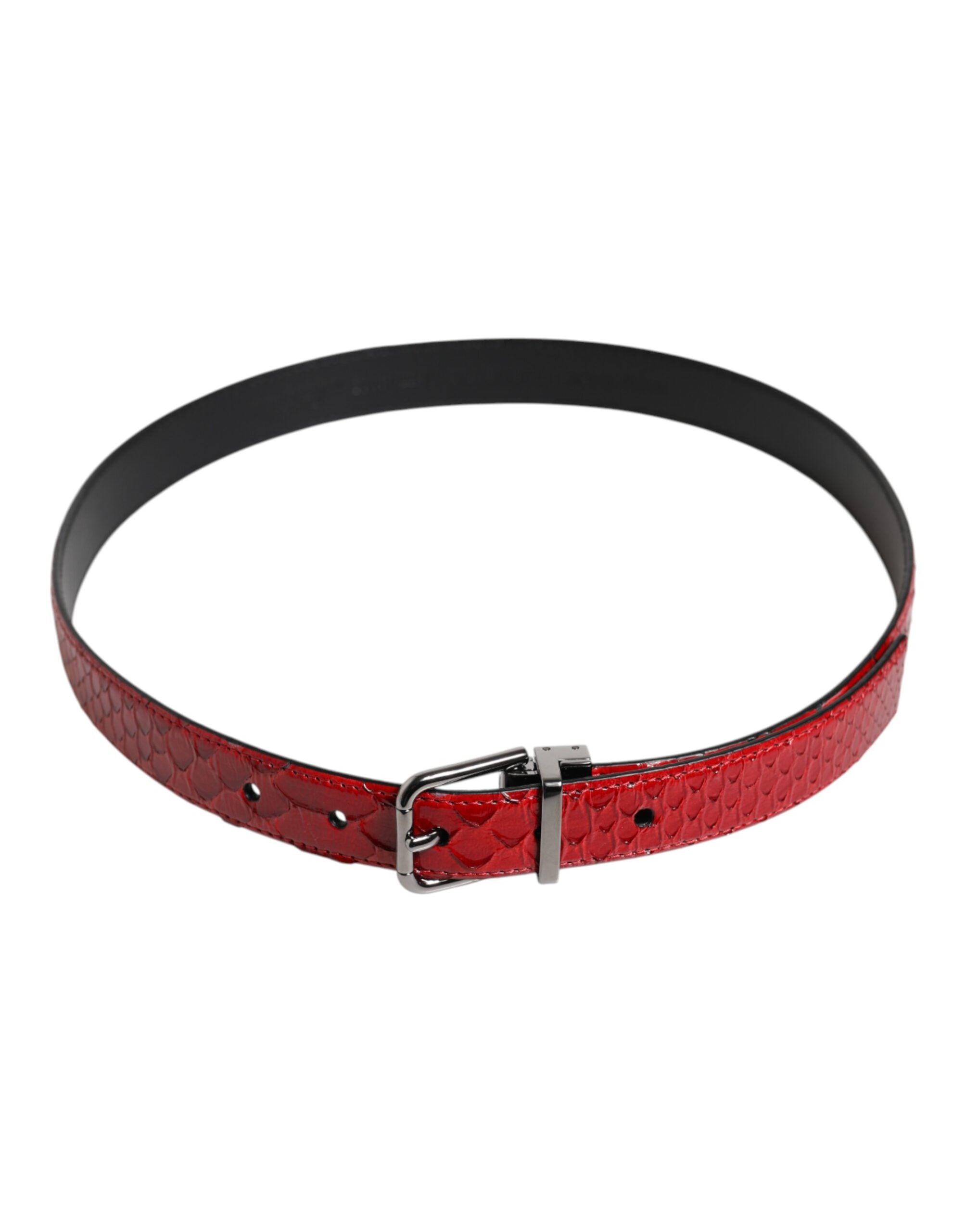 Dolce & Gabbana Red Exotic Leather Brass Metal Buckle Belt Dolce & Gabbana
