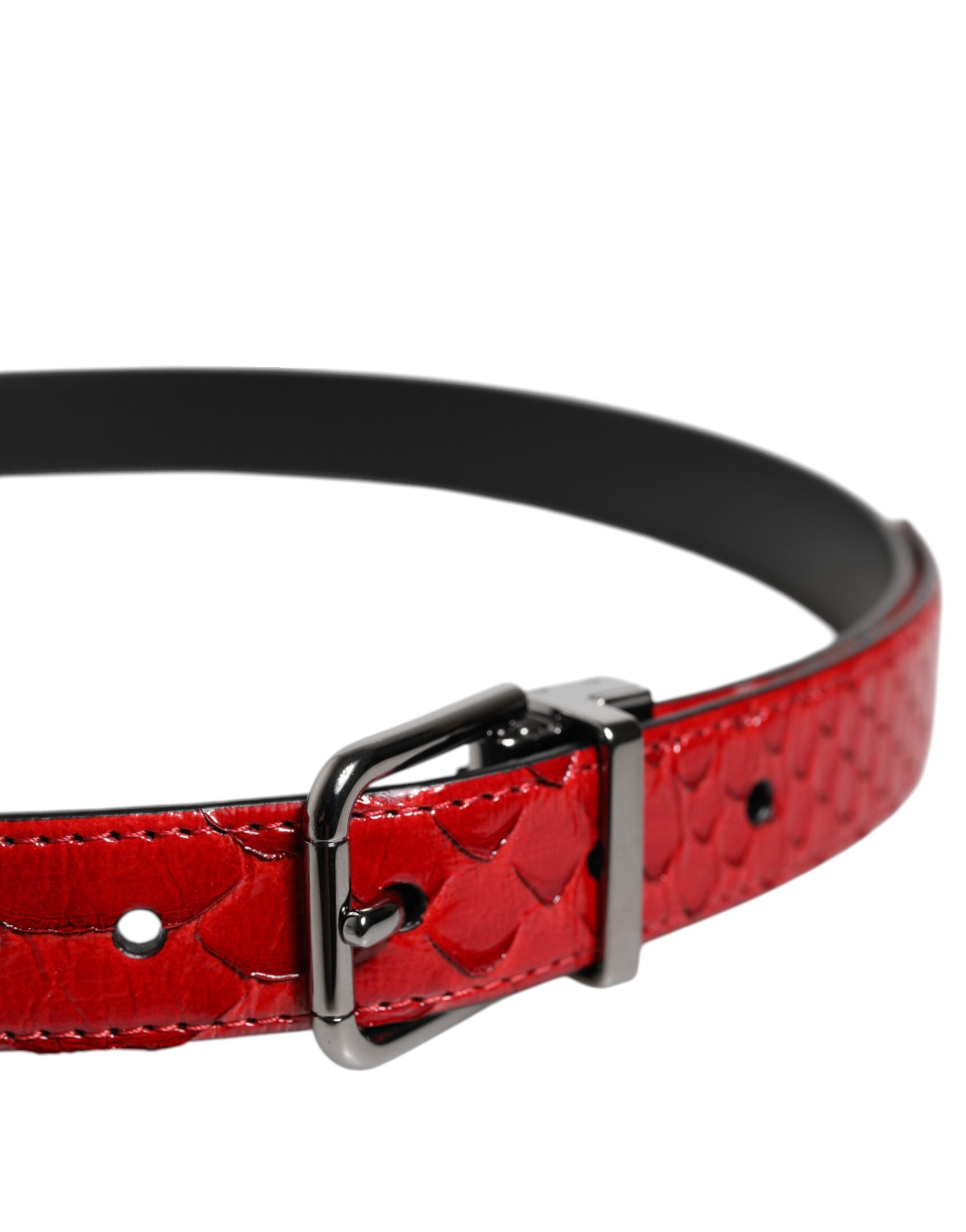 Dolce & Gabbana Red Exotic Leather Brass Metal Buckle Belt Dolce & Gabbana