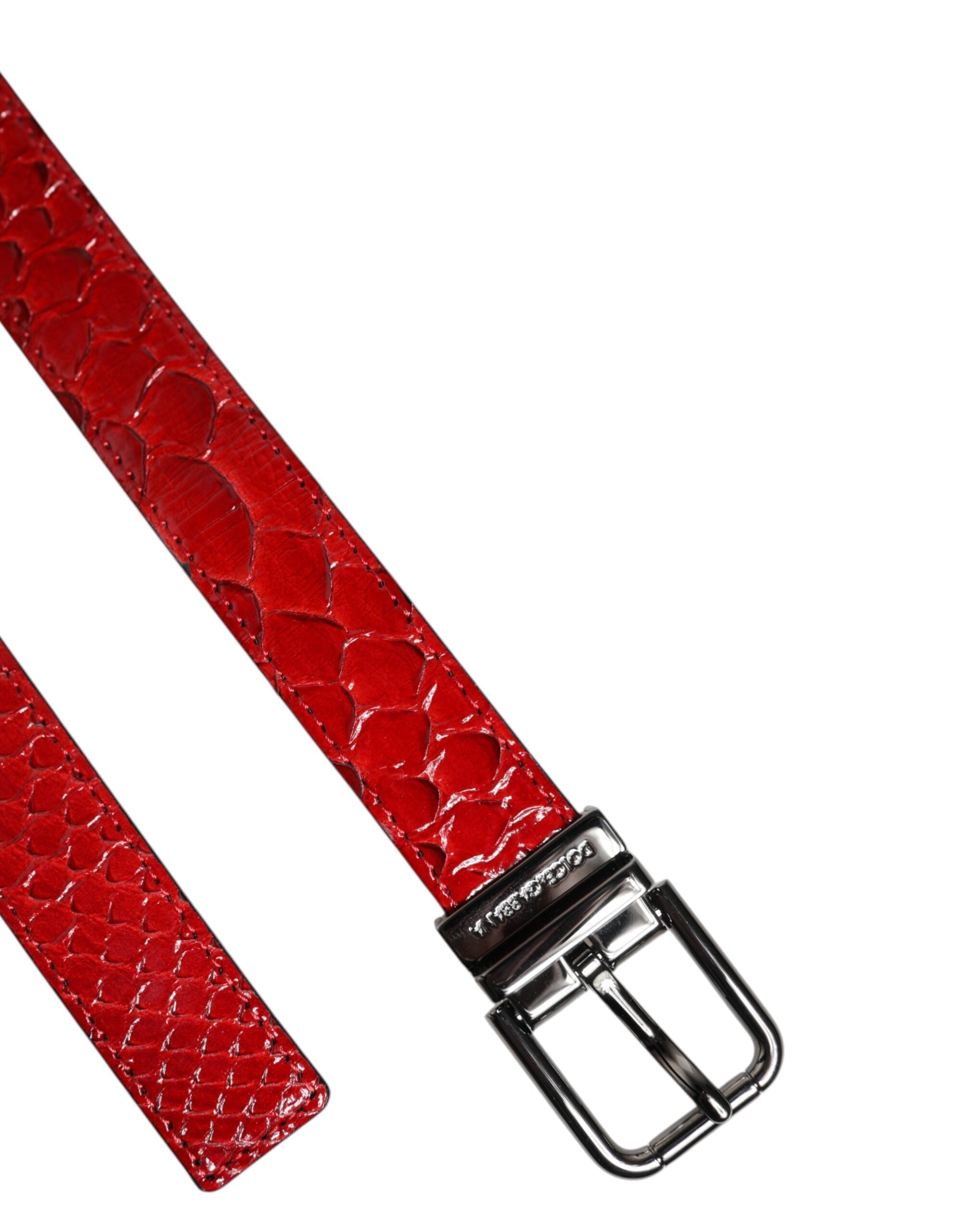 Dolce & Gabbana Red Exotic Leather Brass Metal Buckle Belt Dolce & Gabbana