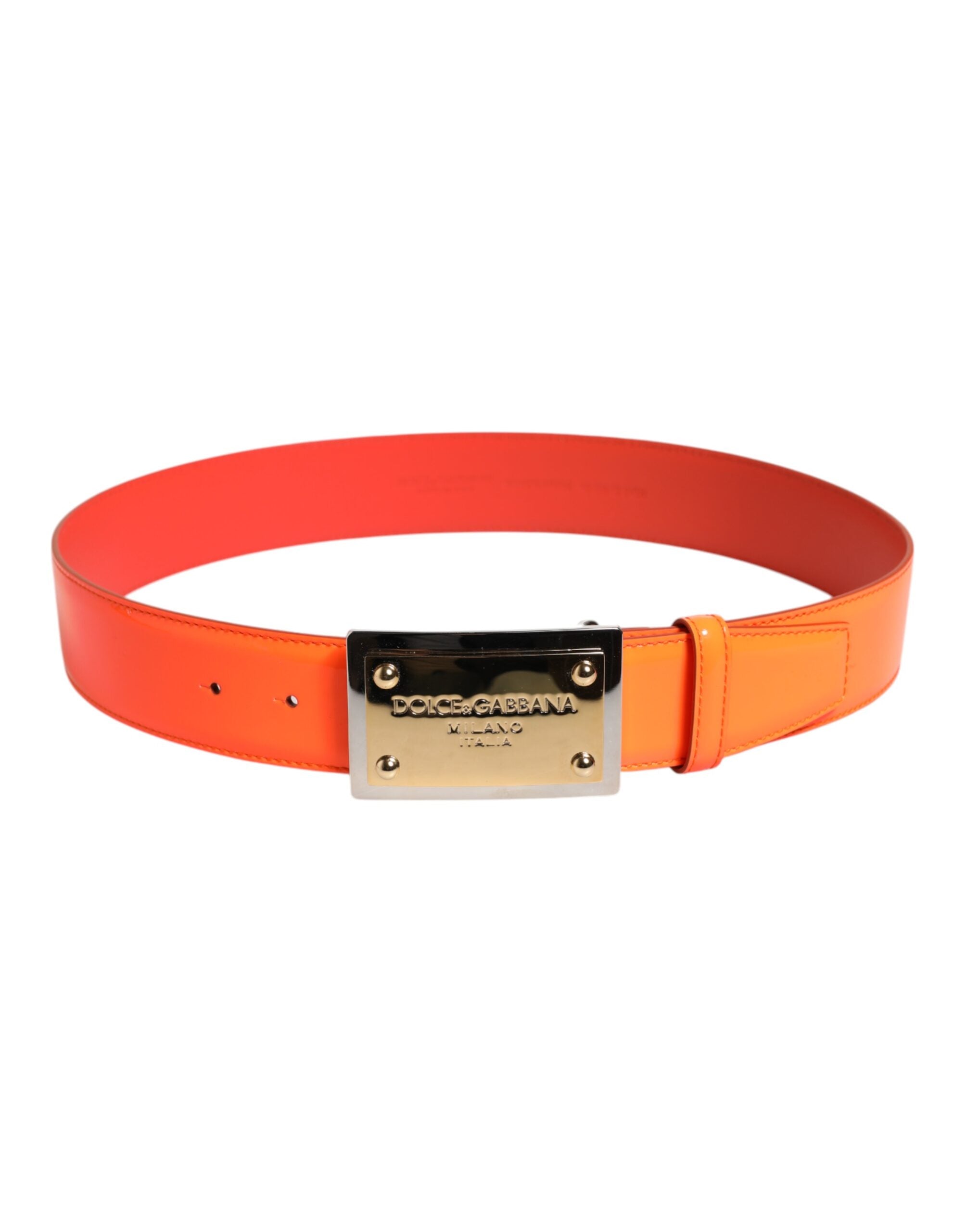 Dolce & Gabbana Orange Gold Tone Metal Logo Buckle Belt Dolce & Gabbana