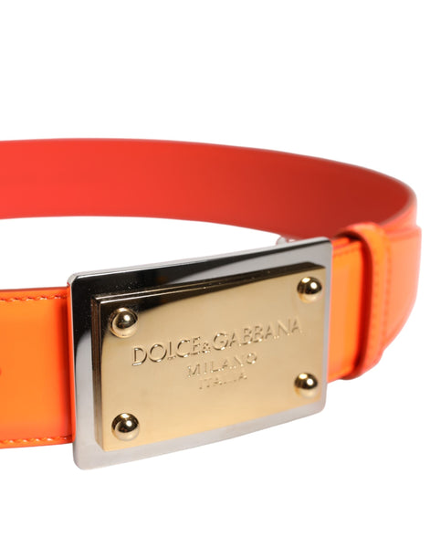 Dolce & Gabbana Orange Gold Tone Metal Logo Buckle Belt Dolce & Gabbana