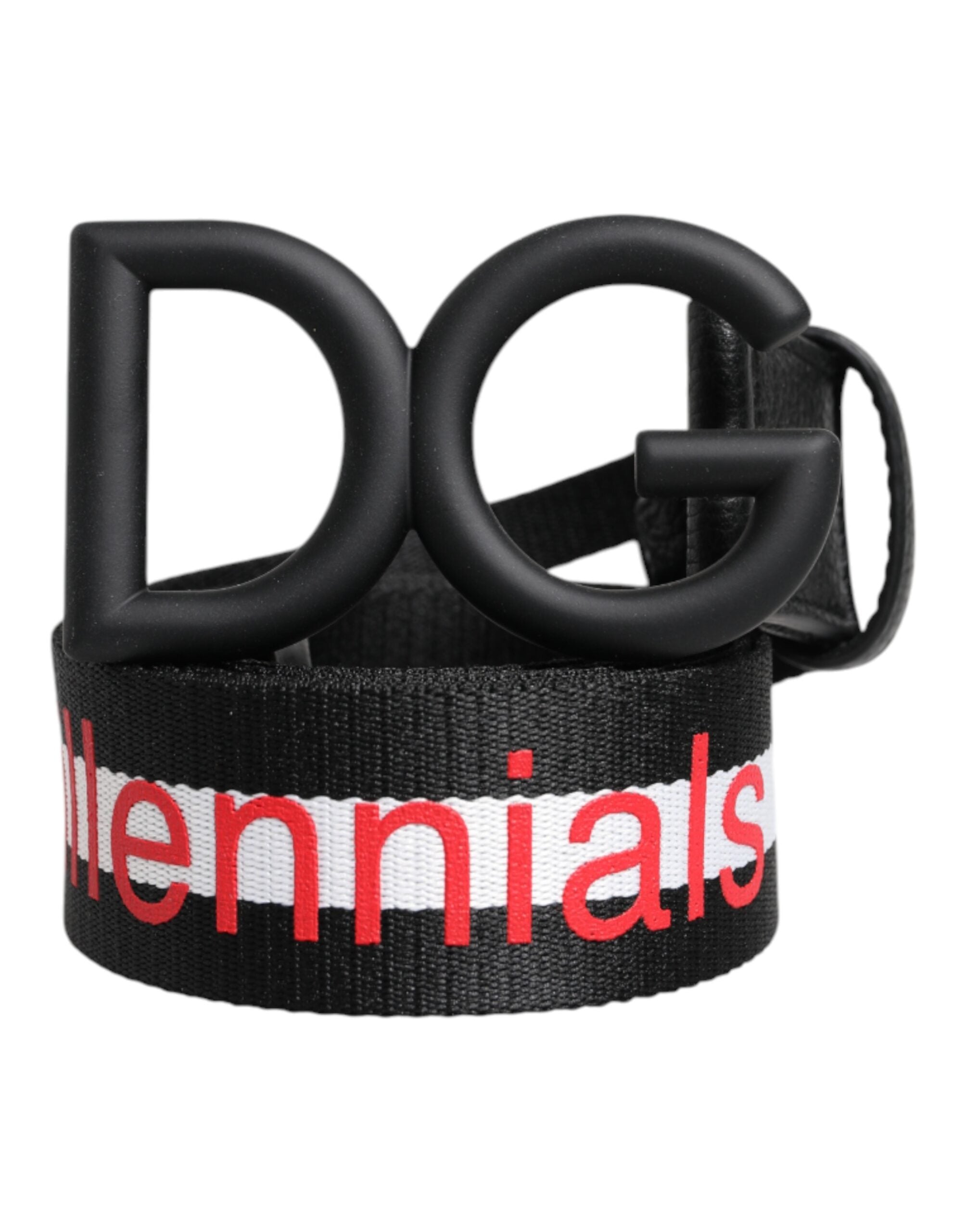 Dolce & Gabbana Black Polyester Logo Print DG Buckle Belt Dolce & Gabbana