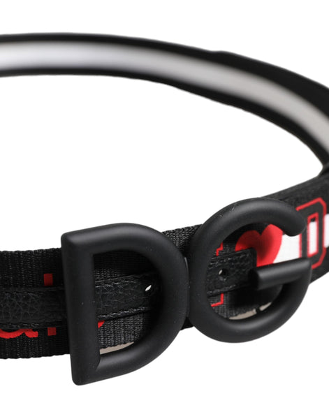 Dolce & Gabbana Black Polyester Logo Print DG Buckle Belt Dolce & Gabbana