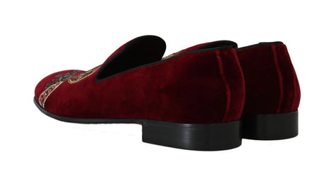 Dolce & Gabbana Bordeaux Velvet Loafers Gun Horseshoe Shoes Dolce & Gabbana