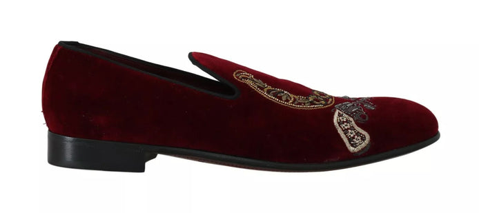 Dolce & Gabbana Bordeaux Velvet Loafers Gun Horseshoe Shoes Dolce & Gabbana