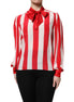 Dolce & Gabbana Red White Stripes Ascot Collar Blouse Top Dolce & Gabbana