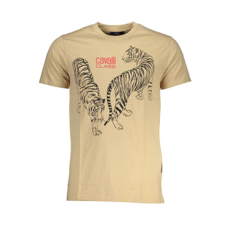 Cavalli Class Beige Cotton Men T-Shirt Cavalli Class