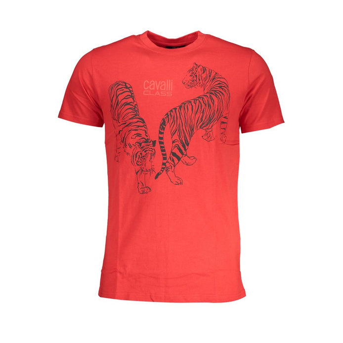 Cavalli Class Red Cotton Men T-Shirt Cavalli Class