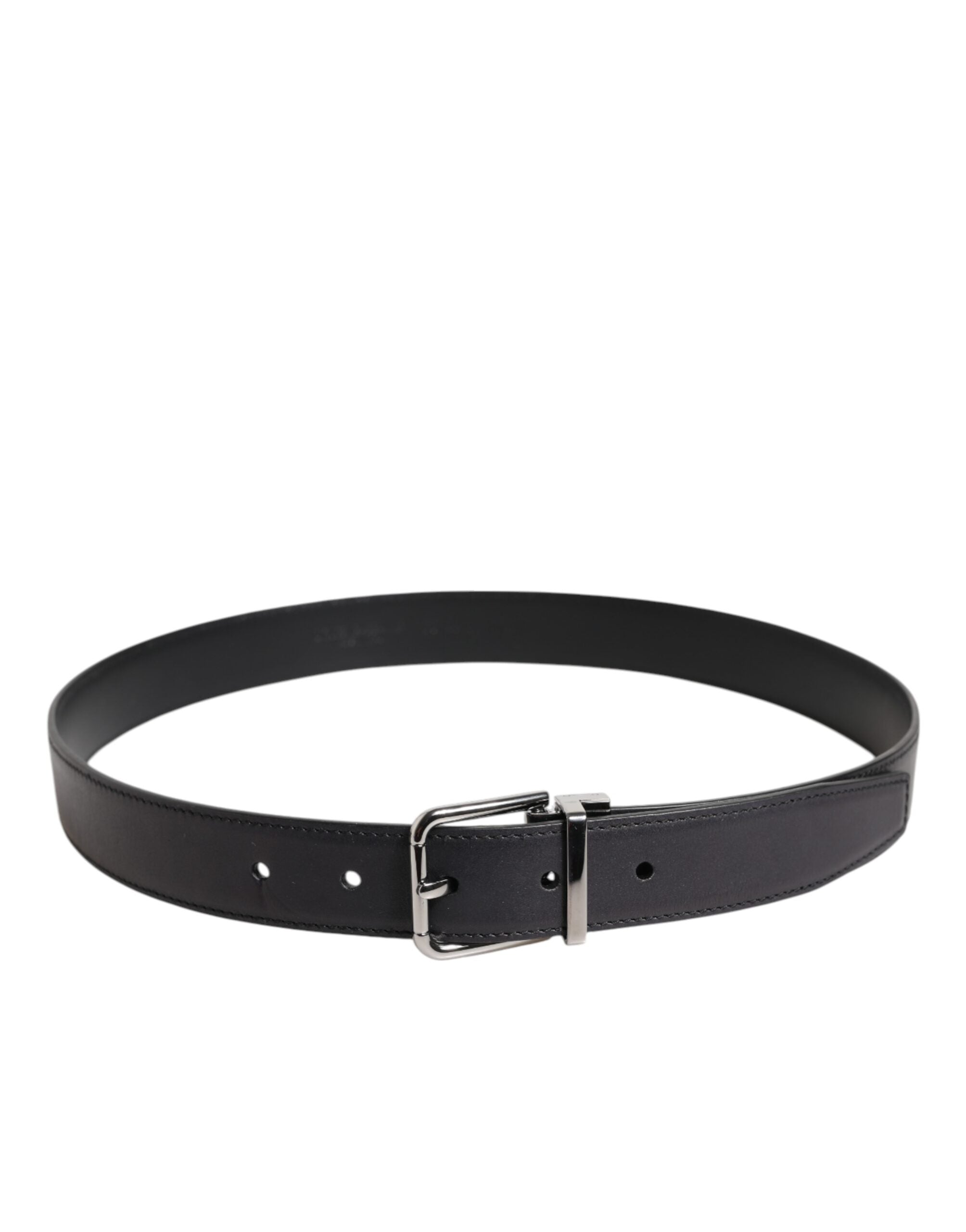 Dolce & Gabbana Black Classic Calf Leather Silver Buckle Belt Dolce & Gabbana