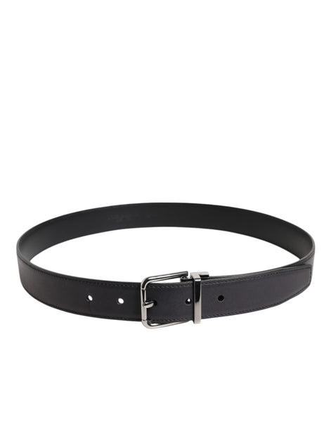 Dolce & Gabbana Black Classic Calf Leather Silver Buckle Belt Dolce & Gabbana
