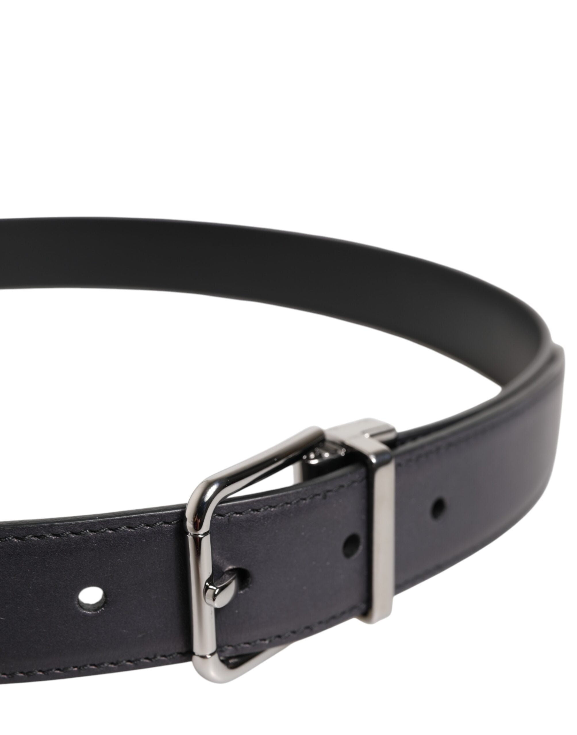 Dolce & Gabbana Black Classic Calf Leather Silver Buckle Belt Dolce & Gabbana