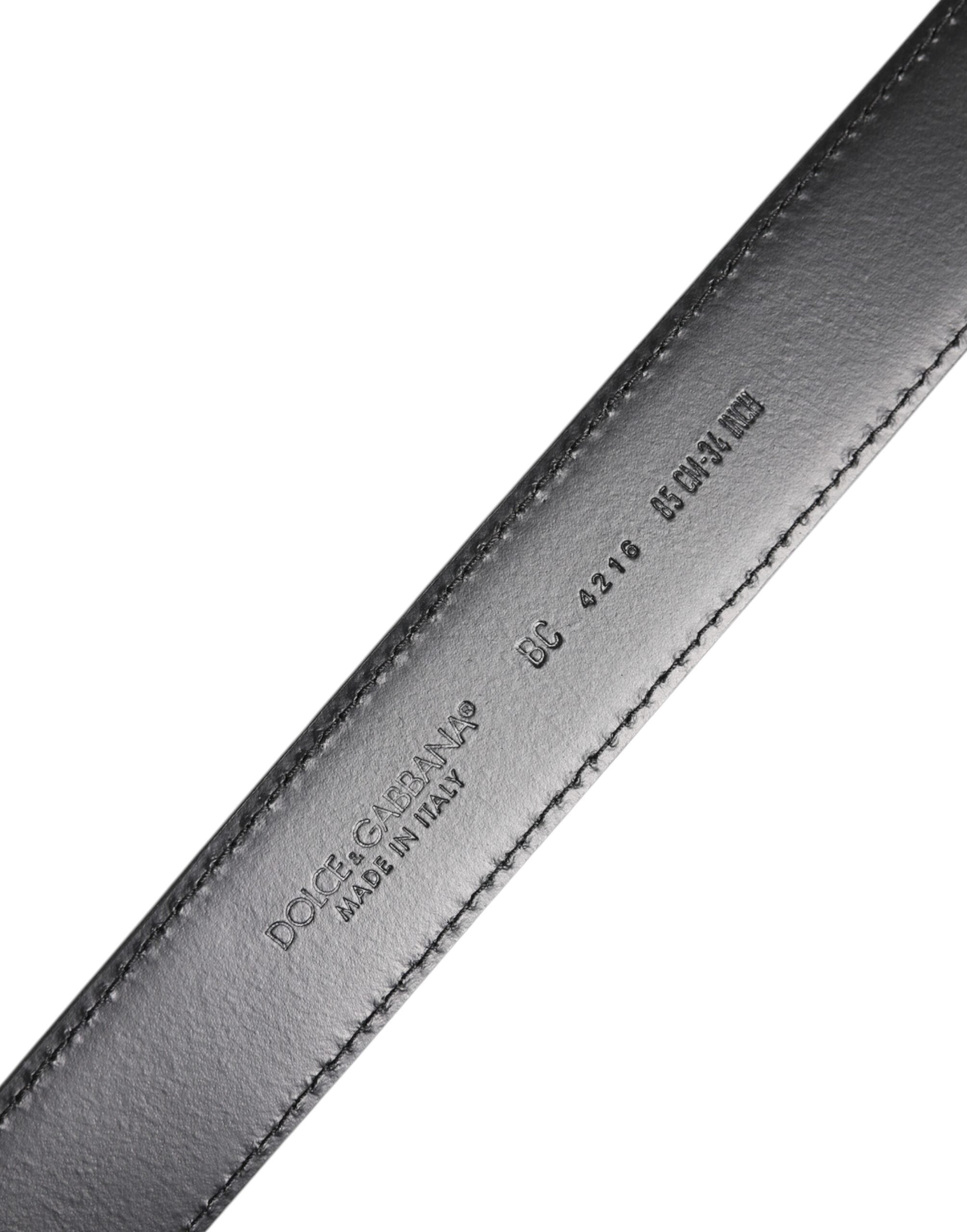 Dolce & Gabbana Black Classic Calf Leather Silver Buckle Belt Dolce & Gabbana