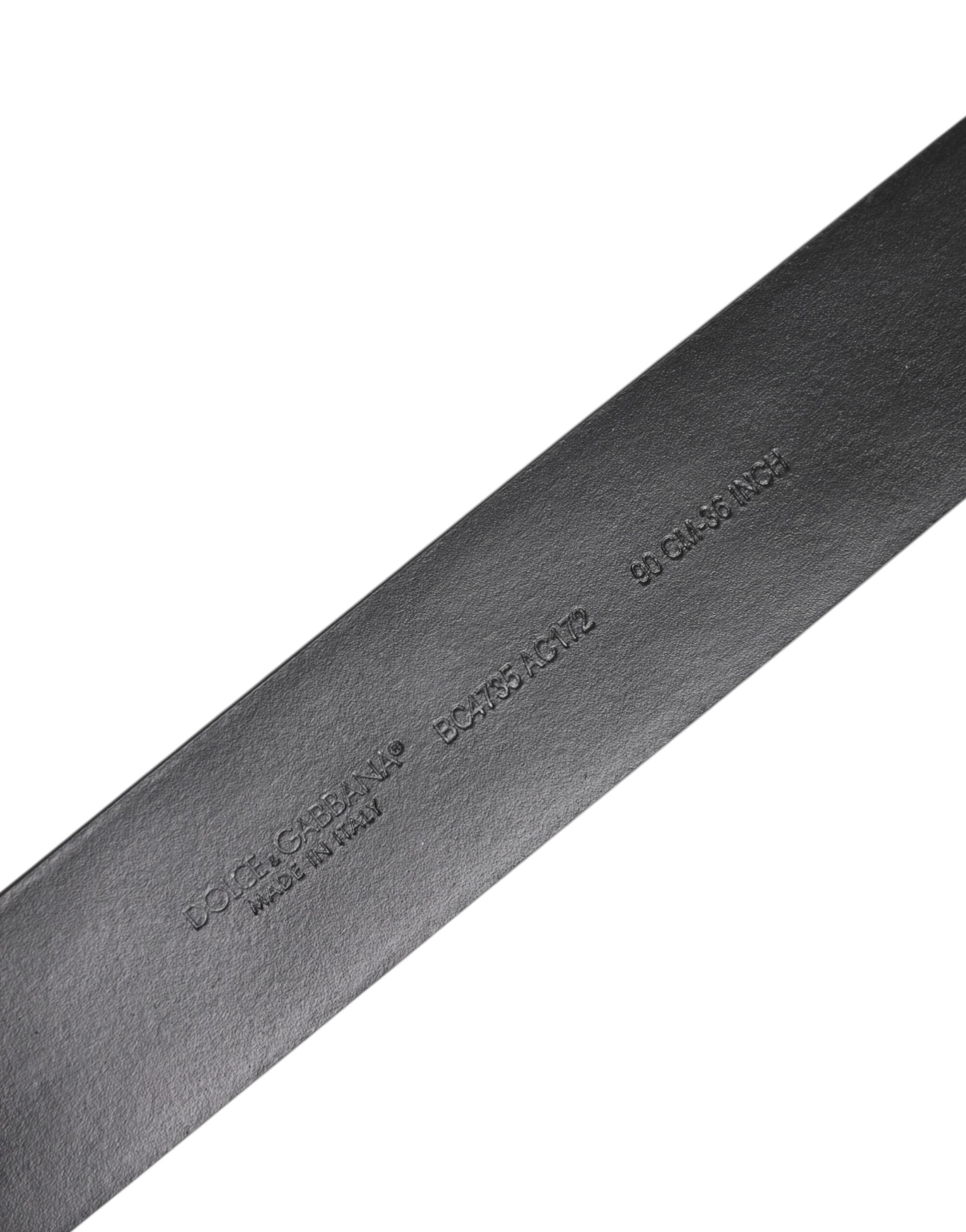 Dolce & Gabbana Black Calf Leather Studded Silver Buckle Belt Dolce & Gabbana