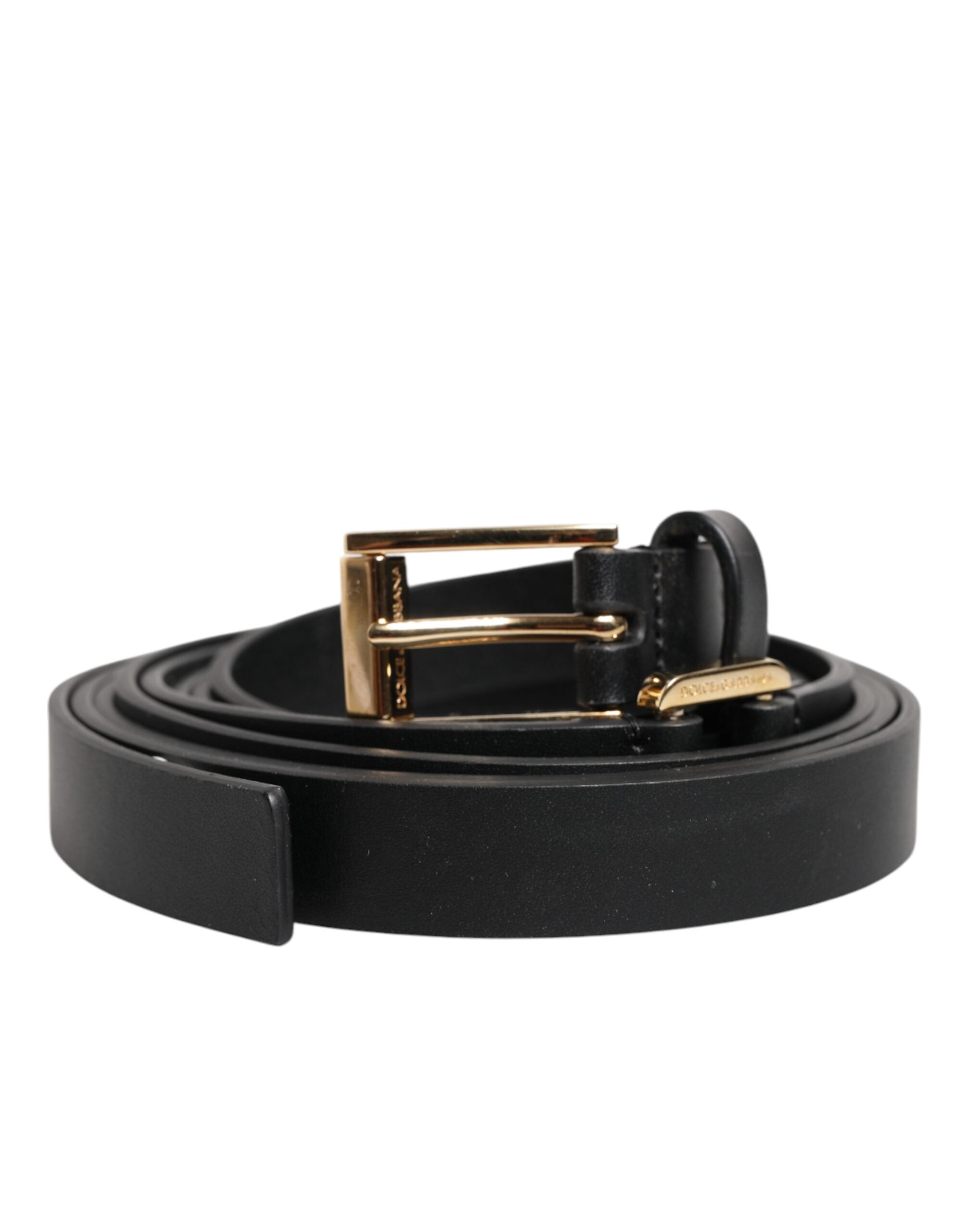 Dolce & Gabbana Black Double Strap Leather Gold Buckle Belt Dolce & Gabbana