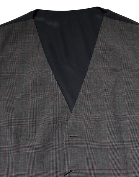 Dolce & Gabbana Gray Plaid Wool Formal Dress Waistcoat Vest Dolce & Gabbana