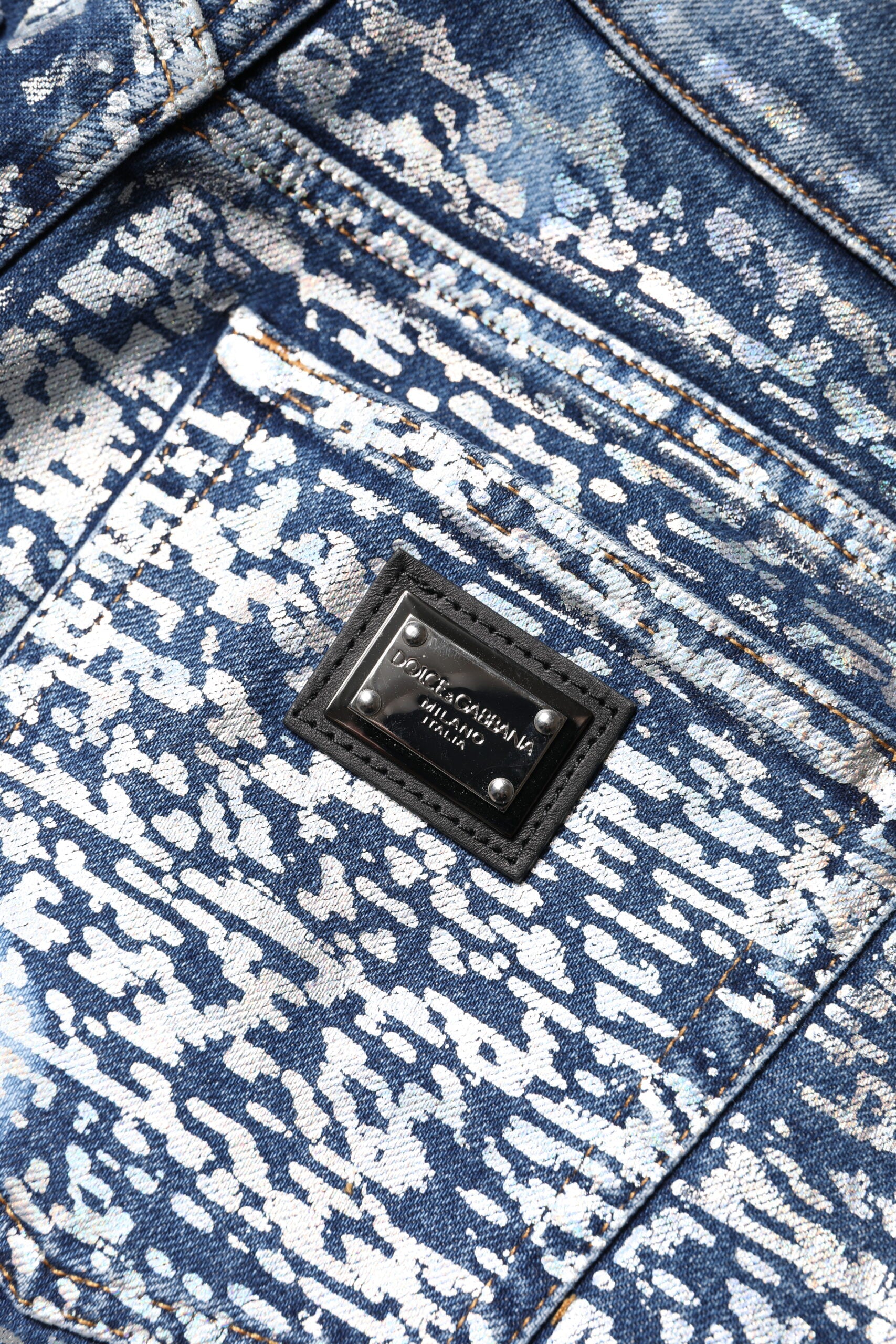 Dolce & Gabbana Blue Washed Print High Waist Denim Jeans Dolce & Gabbana