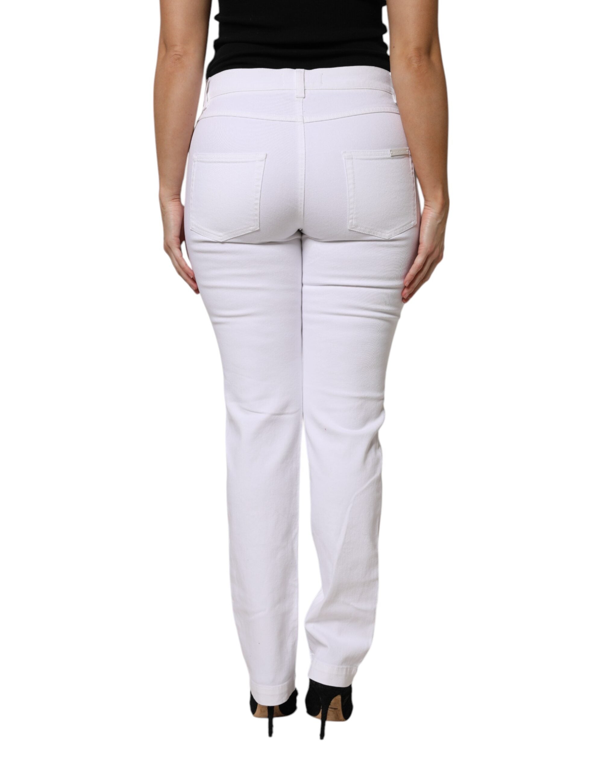 Dolce & Gabbana White Floral Sequined GIRLY Denim Jeans Dolce & Gabbana