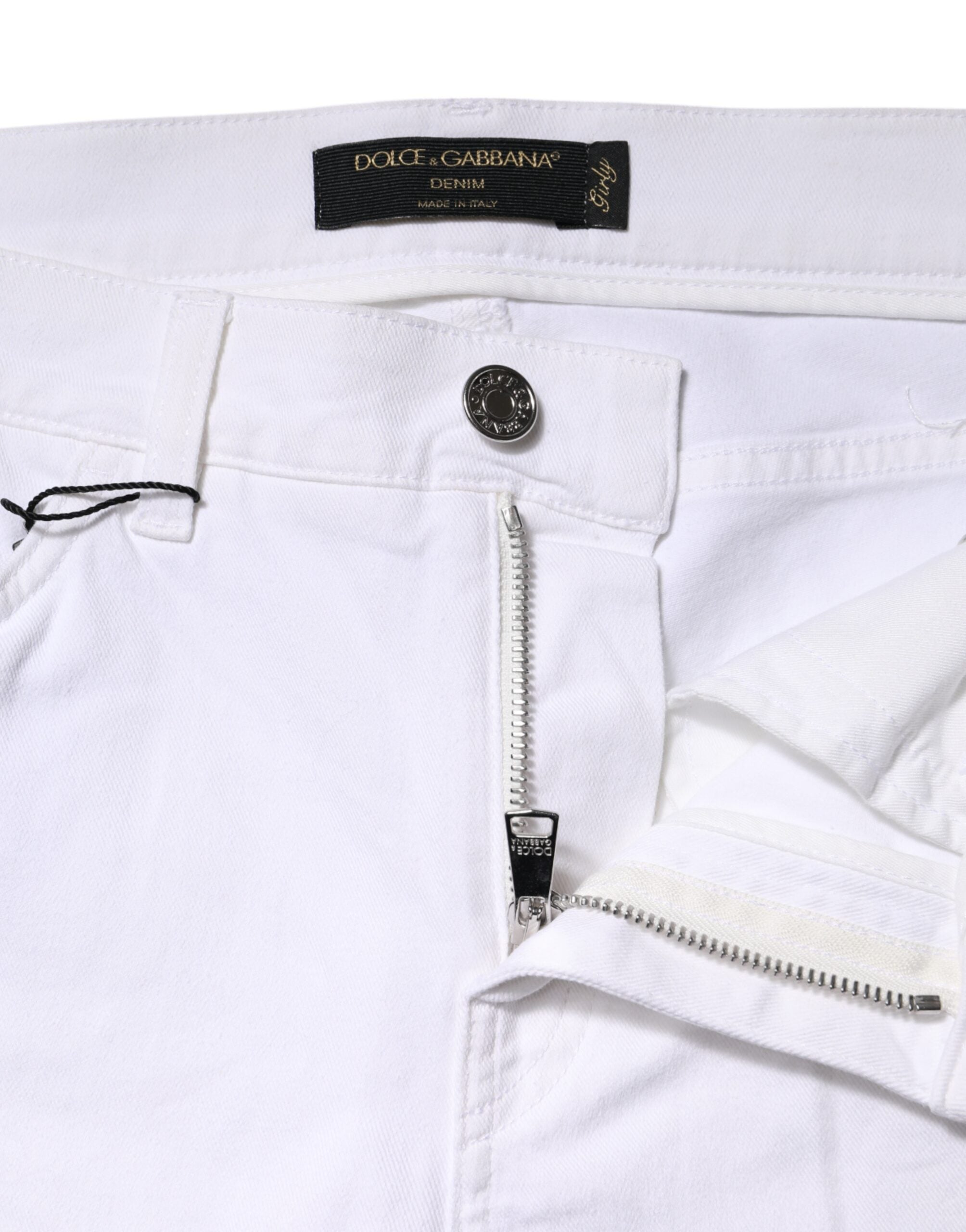 Dolce & Gabbana White Floral Sequined GIRLY Denim Jeans Dolce & Gabbana