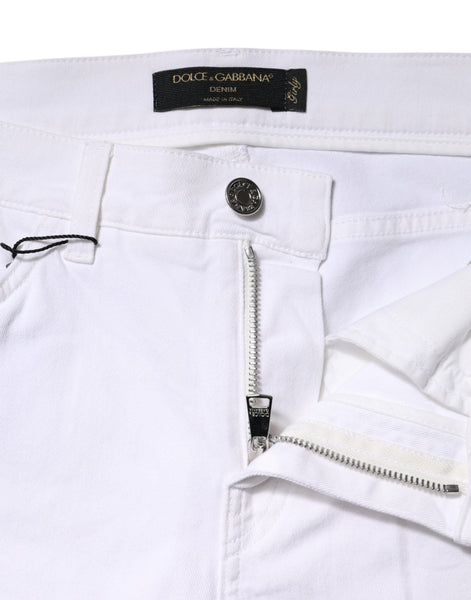 Dolce & Gabbana White Floral Sequined GIRLY Denim Jeans Dolce & Gabbana