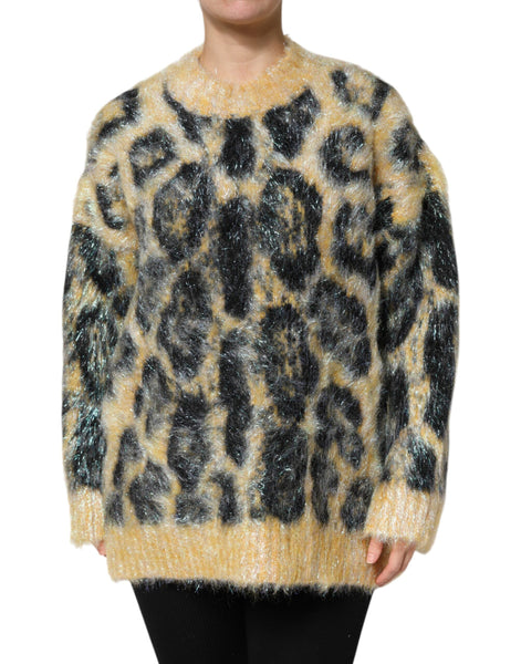 Dolce & Gabbana Multicolor Leopard Mohair Crew Neck Sweater Dolce & Gabbana