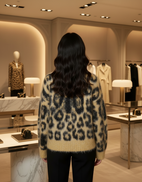 Dolce & Gabbana Multicolor Leopard Mohair Crew Neck Sweater Dolce & Gabbana