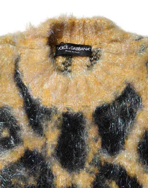Dolce & Gabbana Multicolor Leopard Mohair Crew Neck Sweater Dolce & Gabbana
