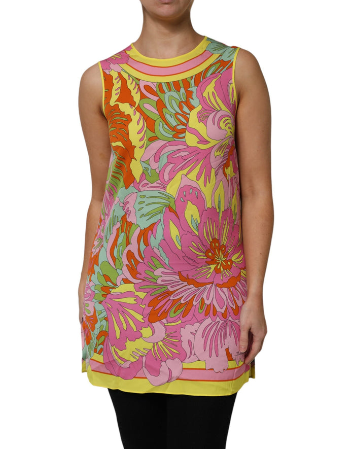 Dolce & Gabbana Multicolor Floral Roundneck Sleeveless Top Dolce & Gabbana