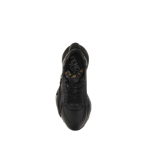 Fendi Black Calf Leather Bos Taurus Athletic Sneakers Fendi