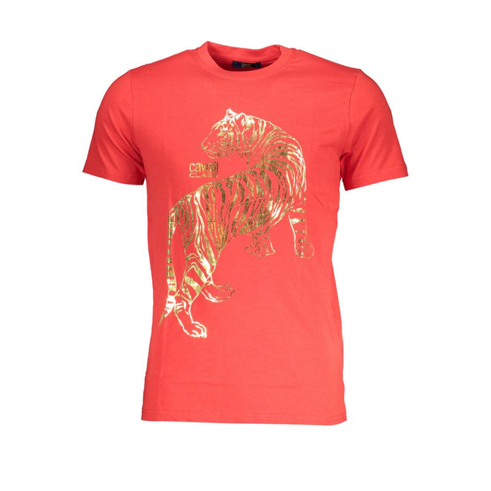 Cavalli Class Red Cotton Men T-Shirt Cavalli Class